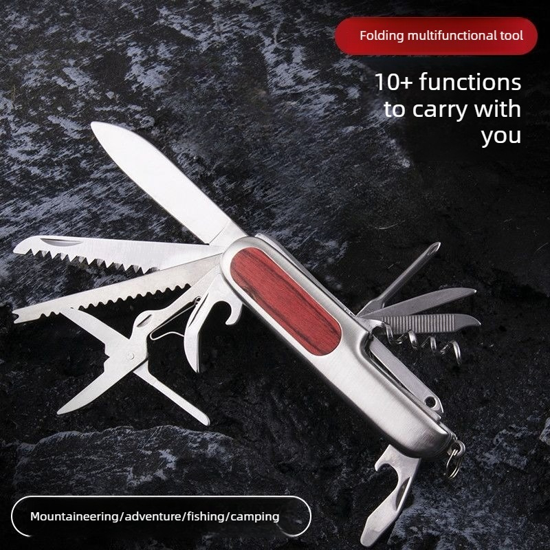 Camping Cooking Knife - 10가지 기능을 갖춘 스위스식 접이식 칼,