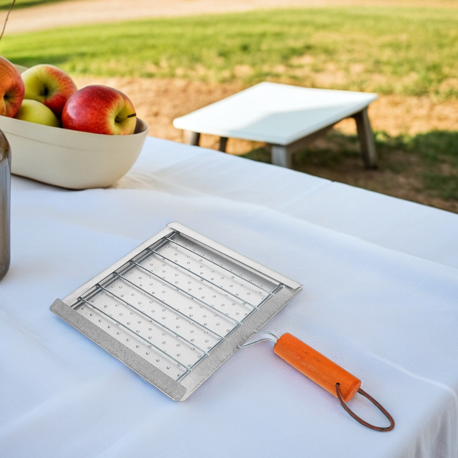 Camping Cooking Tray - 휴대용 사각형 나무 손잡이 토스터 랙