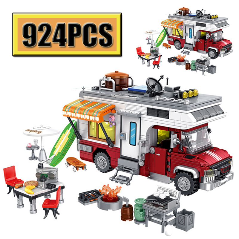 Camping Cooking Gifts - MOC 924PCS 도시 시리즈 캠핑카 야외