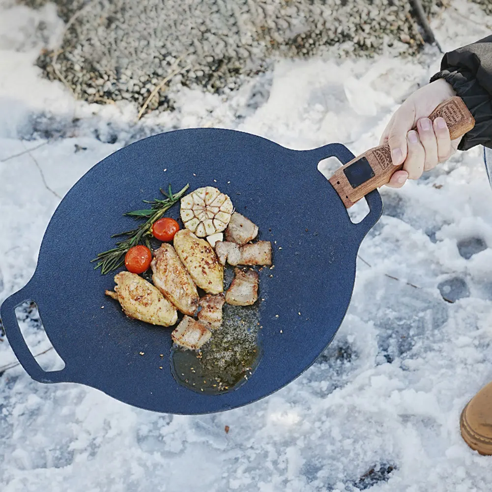 야외용 천연 나무 그릴 팬 손잡이 분리형 내열 방지 화 - Camping Cooking Tray 리뷰 및 가격