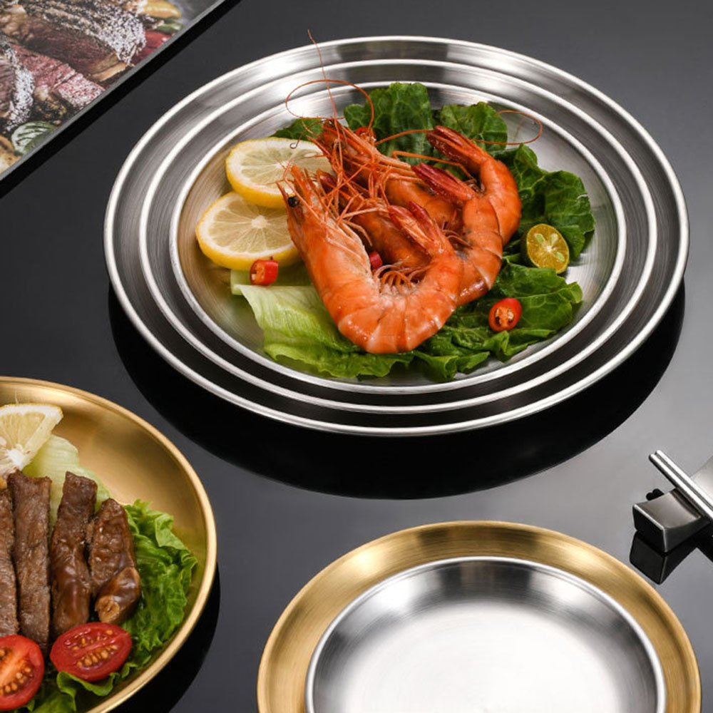 8Pcs 금속 식사 접시 스테인레스 스틸 라운드 플레이 - Camping Cooking Tray 리뷰 및 가격