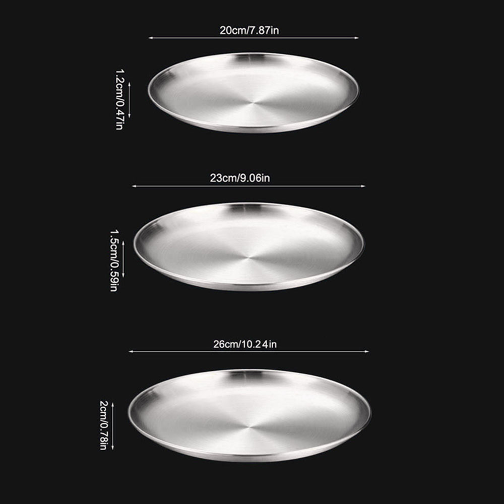 8Pcs 금속 식사 접시 스테인레스 스틸 라운드 플레이 - Camping Cooking Tray 리뷰 및 가격