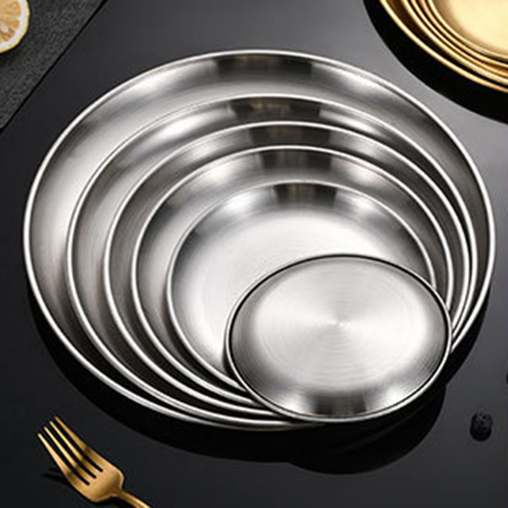 8Pcs 금속 식사 접시 스테인레스 스틸 라운드 플레이 - Camping Cooking Tray 리뷰 및 가격