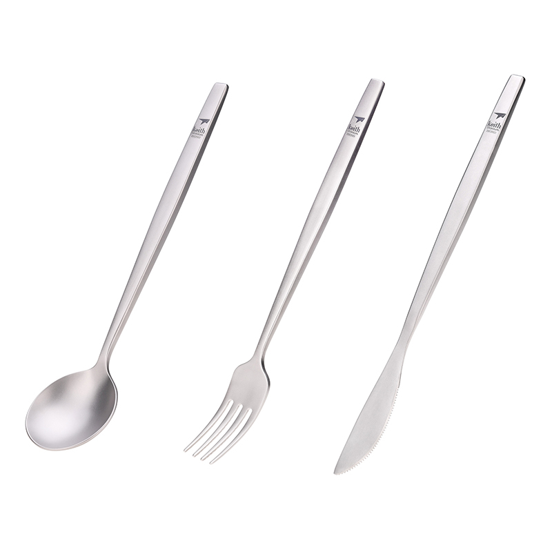 Keith 티타늄 휴대용 스푼 포크 나이프 스테이크 서 - Camping Cooking Ware 리뷰 및 가격