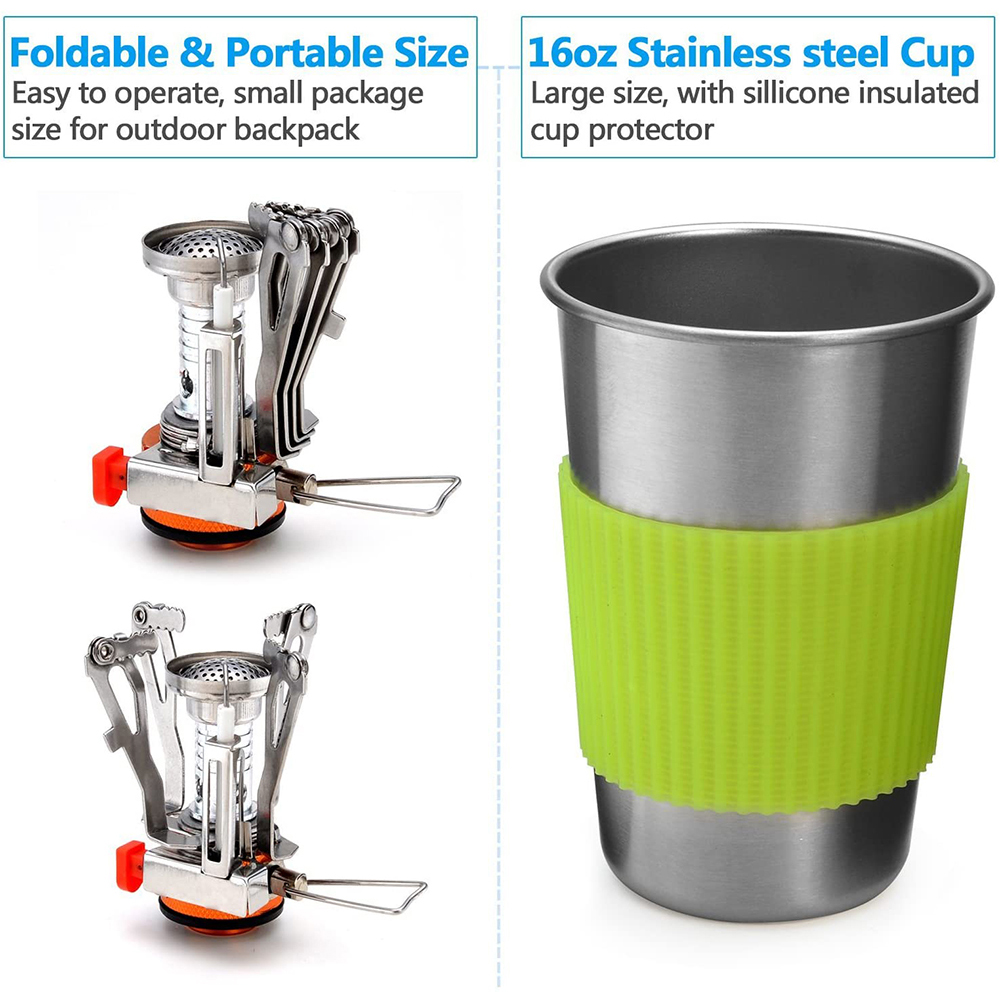 스토브가있는 캠핑 조리기구 키트 야외 요리 세트 야외  - Camping Cooking Ware 리뷰 및 가격